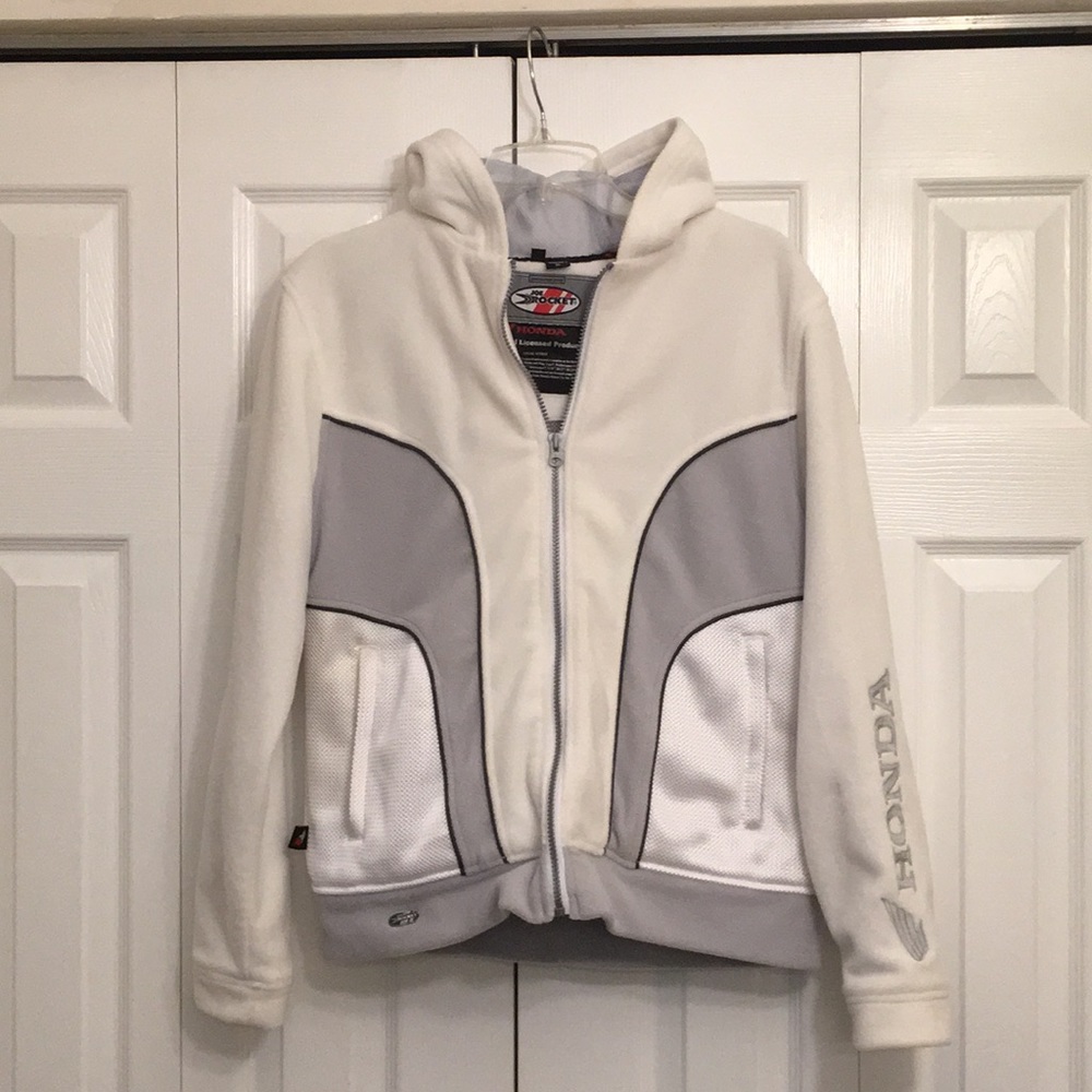 White XL Fleece Hoody jacket Honda joe rocket
